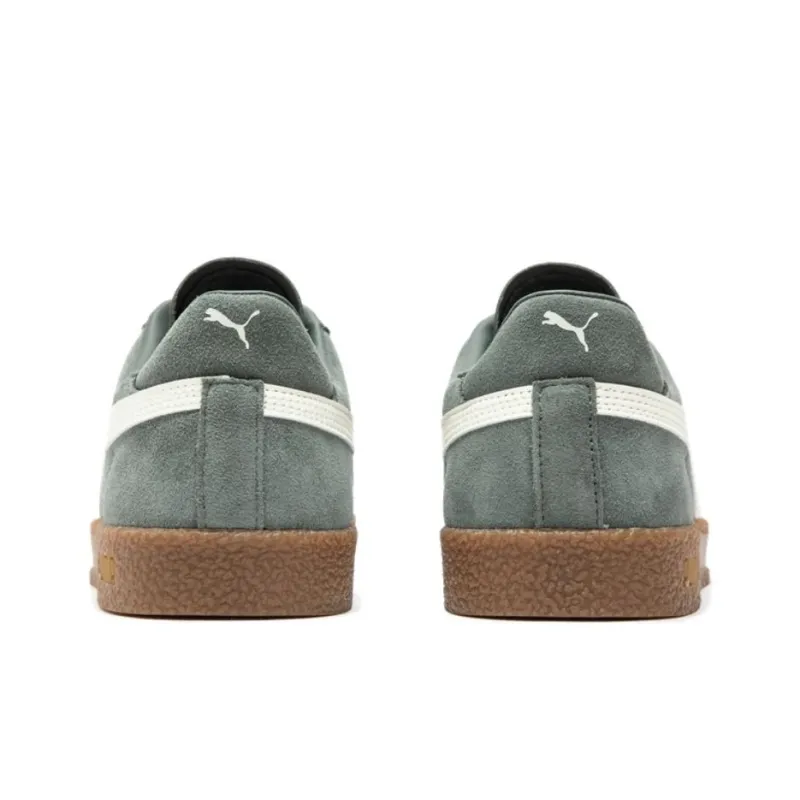 PUMA Club Wear Resistant Low Top Skateboard Shoes Unisex Green White-3
