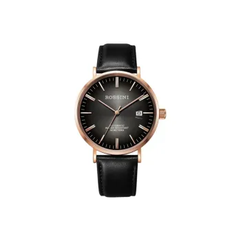 ROSSINI Automatic Mechanical Movement Genuine Leather Strap Watch Men's Watches Black Dial