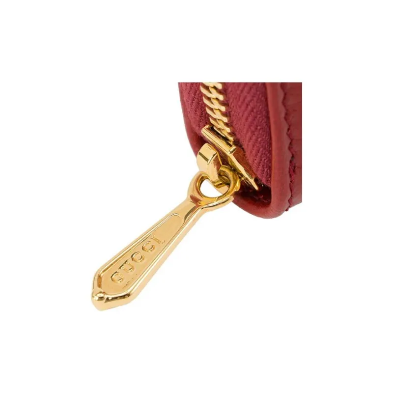 GUCCI Zip Around Leather Wallet Red-6