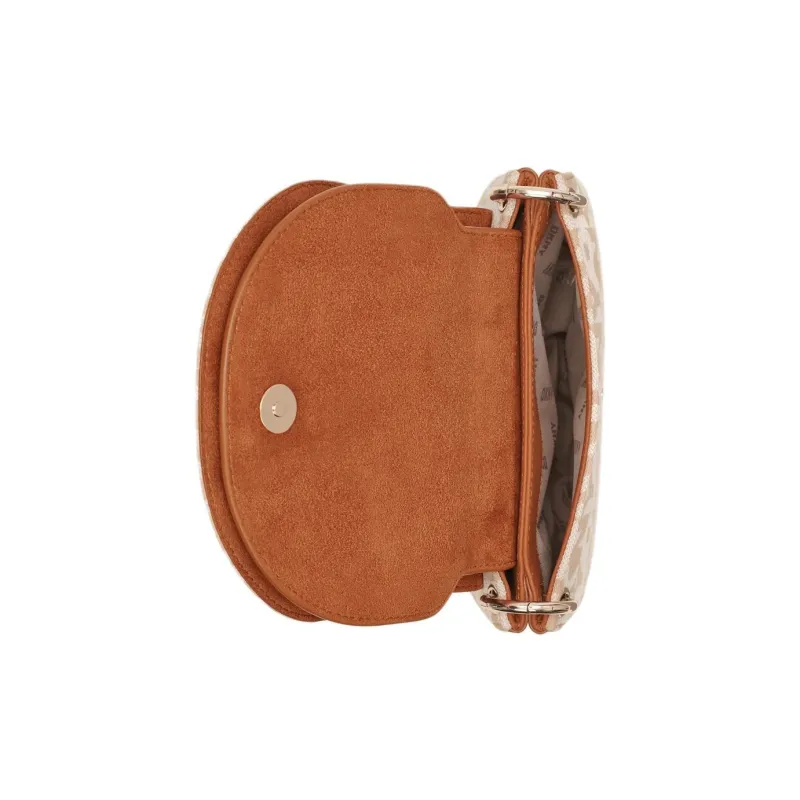 DKNY Leather And Polyester Blend Shoulder Bag Crossbody Bag Medium Size Women's Light Brown-2