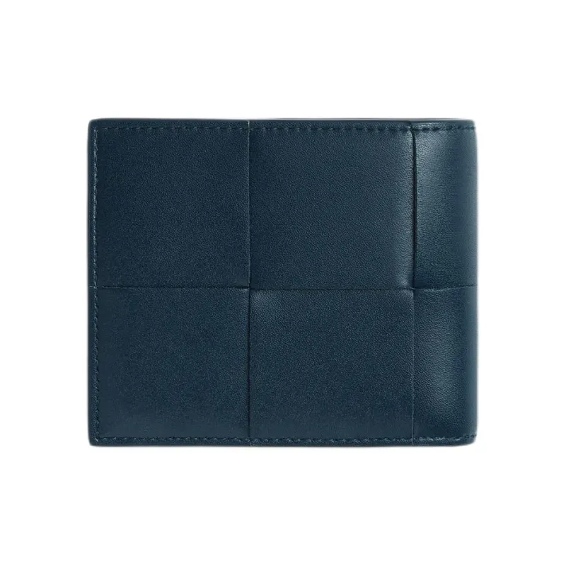 Bottega Veneta CASSETTE Calfskin Wallet Men's Dark Blue With Amber Accents-1