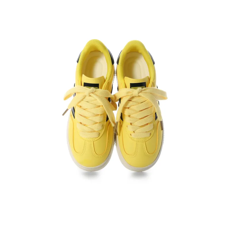 Lovely You German Army Trainers Lightweight Low Top Casual Shoes Women's Yellow-2