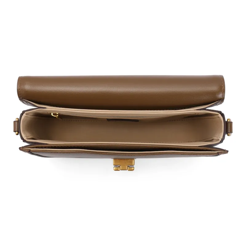 BELLE Advanced Texture Shoulder Bag Medium Size Women's Coffee/Apricot-2