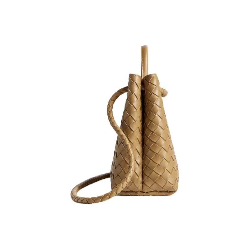 Bottega Veneta Andiamo Series Sheepskin Shoulder Bag, Crossbody Bag, Handbag Medium Size Women's Dark Nut Candy-1