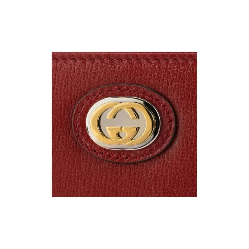 GUCCI Zip Around Leather Wallet Red-5