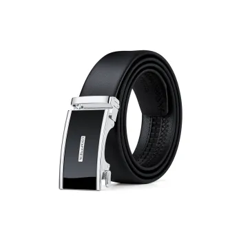 WilliamPOLO Cow Leather Leather Belts Men's Silver Width 3.4CM