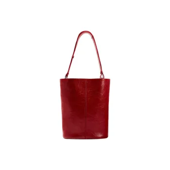 ZARA Cow Leather Handbag Shoulder Bag Women's Red
