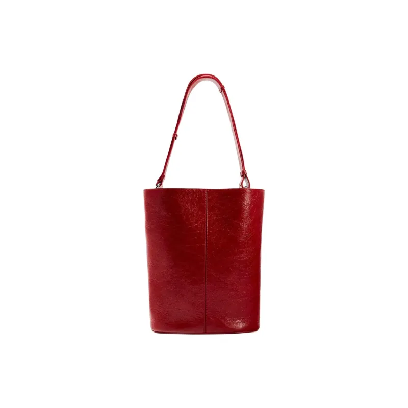 ZARA Cow Leather Handbag Shoulder Bag Women's Red-0