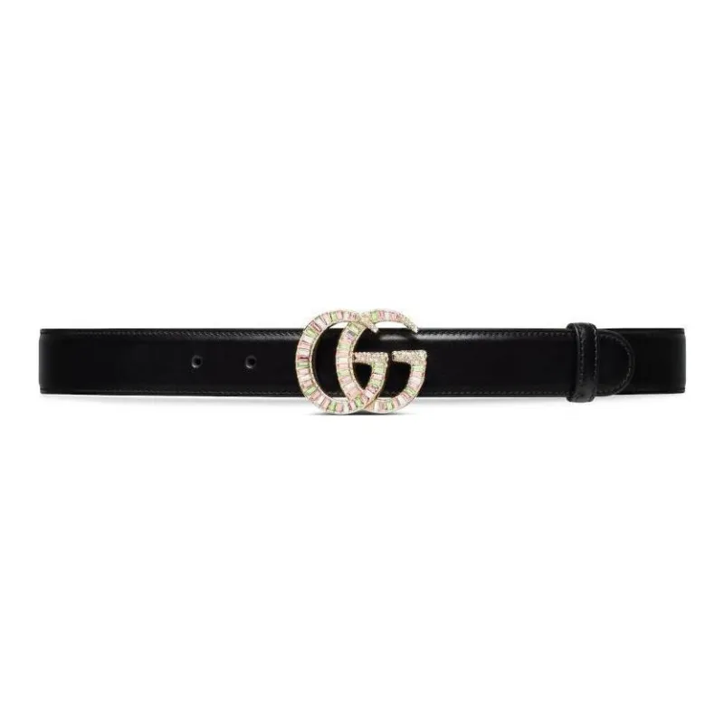 GUCCI Logo Emblem, Pin Buckle Leather Belts Women's Black 3cm-0
