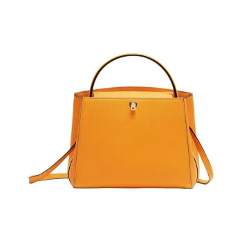 Valextra Brera Millepunte Calfskin Shoulder Bag Crossbody Bag Handbag Medium Size Women's Saffron Yellow