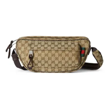 GUCCI Canvas Shoulder Bag Crossbody Bag Small Size Men's Beige & Ebony
