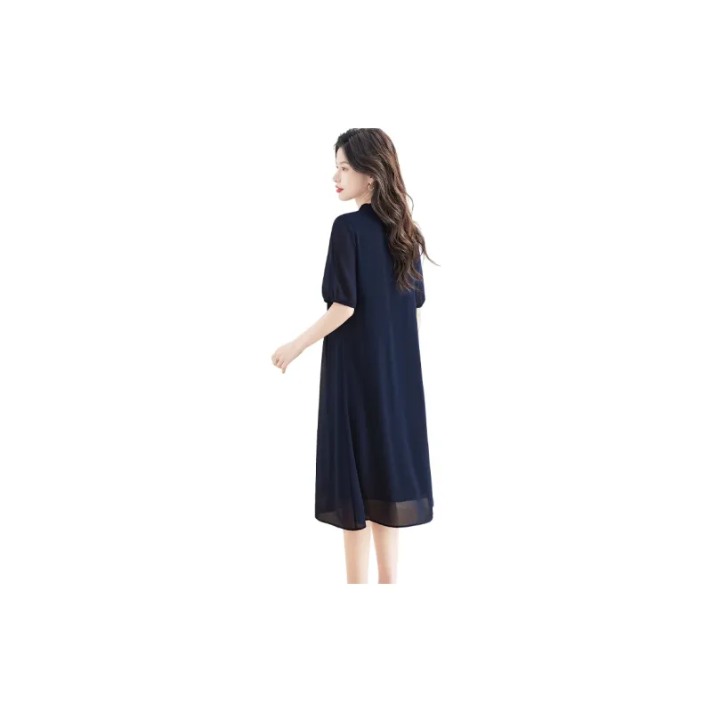 Cypress House Short Sleeved Dresses Women's Navy Blue-1