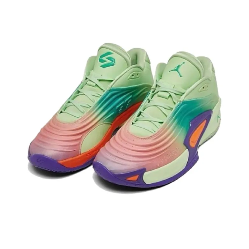 Jordan Luka 3 Anti Slip Wear Resistant Low Top Basketball Shoes Men's Green Cyan Purple-1