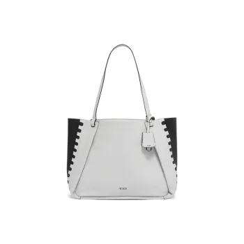 TUMI Leather Tote Bag Shopping Bag Handbag Shoulder Bag Women's Gray Black