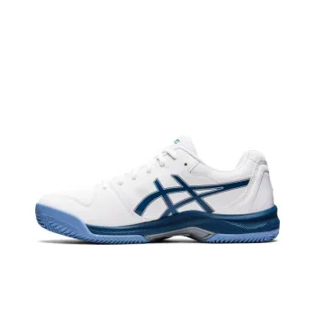 Asics Gel Dedicate 7 Clay Low Top Tennis Shoes Men's White Blue