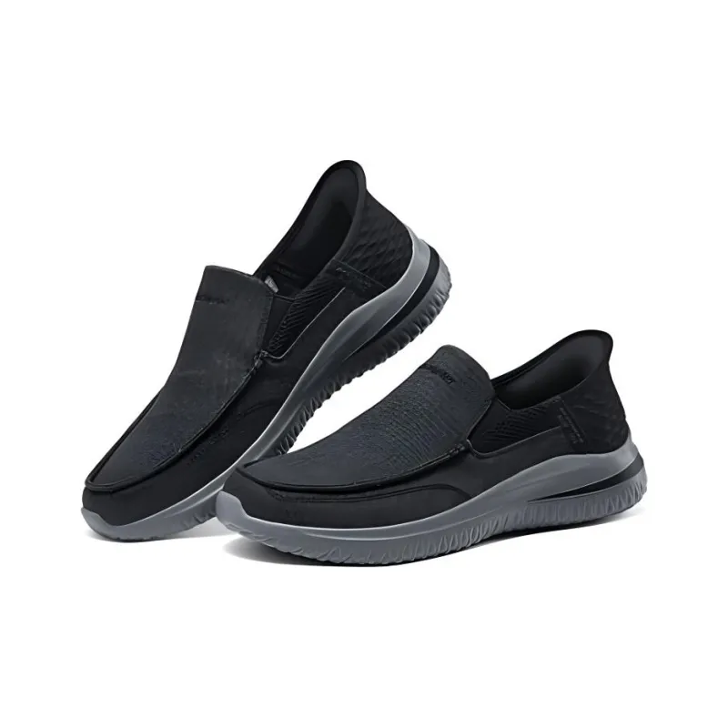 Skechers Slip Ins Hands Free Slip Ins Technology Wear resistant And Lightweight Low Top Casual Shoes Men's Black-2