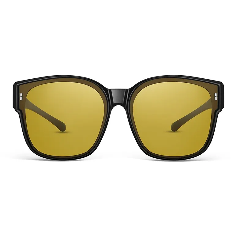 LOHO TR90 Square Large Frame Sunglasses For A Slimmer Face Appearance Unisex Black-30
