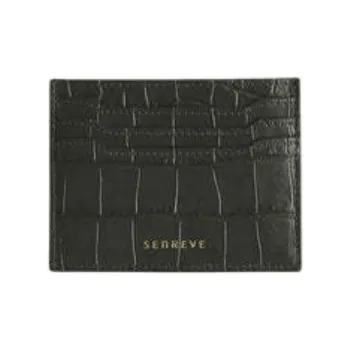 SENREVE Grained Leather Card Holder Unisex Forest Green With Gold