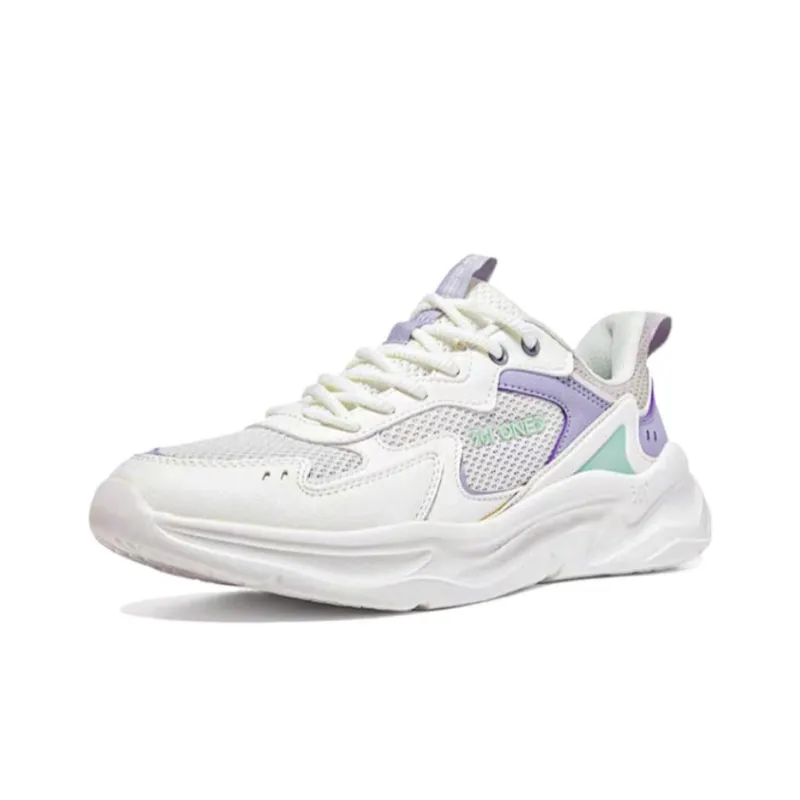 361° Cushioned Slip Resistant Lightweight Low Top Casual Running Shoes Women's White Purple-2