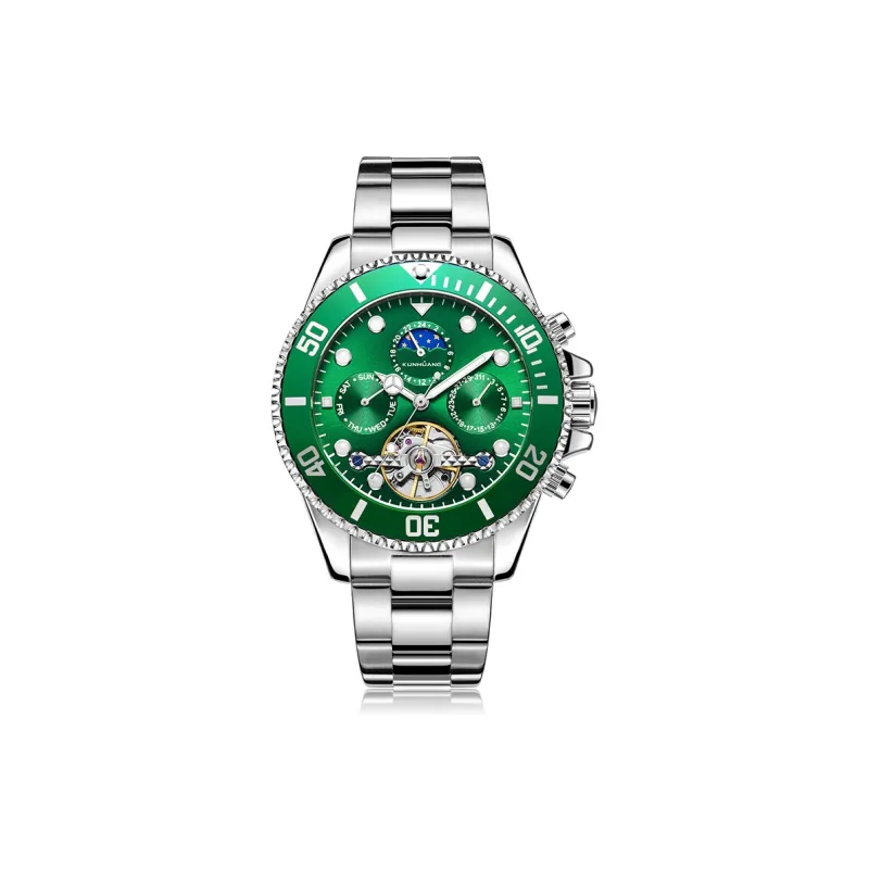 KUN HUANG Nautical Collection Mechanical Movement Stainless Steel Strap Watch Men's Watches Green Dial-8