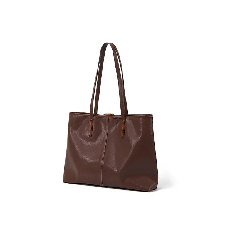 KAISER Cow Leather Shoulder Bag Women's Caramel/Roasted Brown/Ebony Black-2