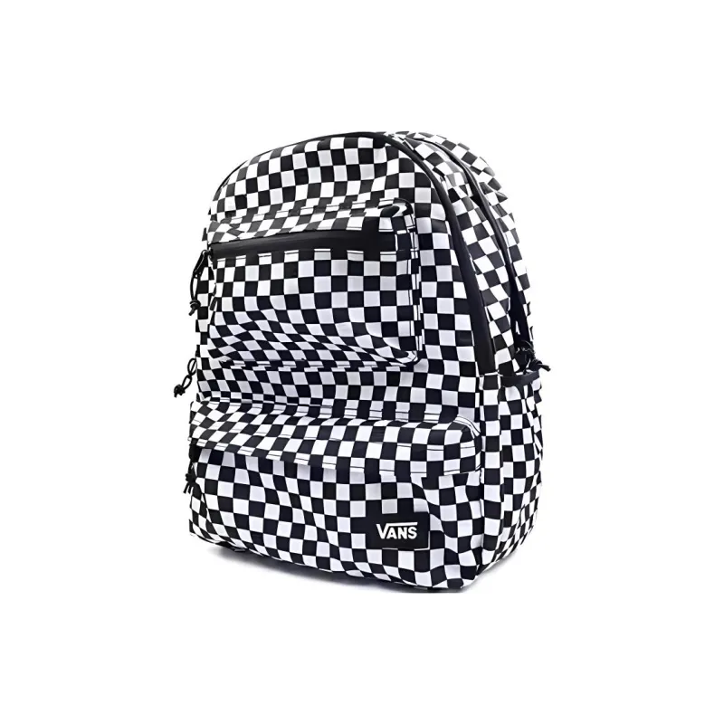 Vans Polyester Backpack Regular Unisex Black White Plaid-1