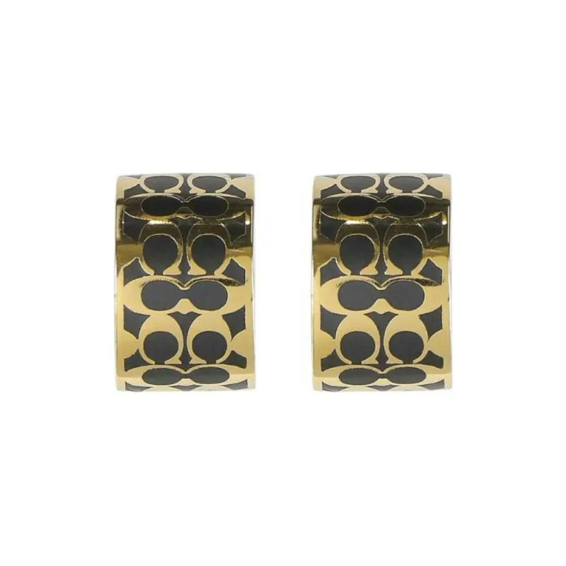 COACH Enamel Brass Plated Enamel Glass Titanium Earrings Women's Gold-0