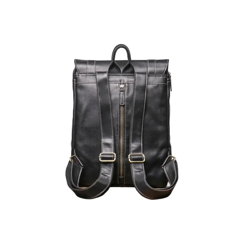LARTIGENT Cow Leather Large Capacity Portable Computer Backpack Regular Men's Black-2