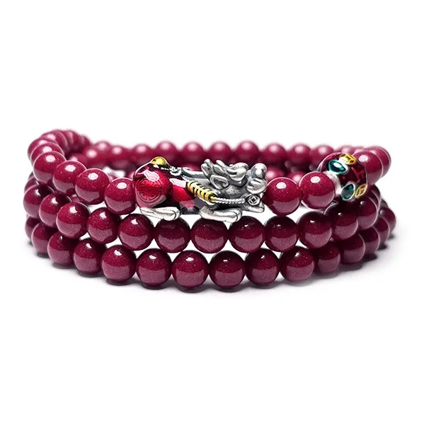 MOUNTAINS AND MANS Cinnabar Auspicious Beaded Bracelet Unisex-3