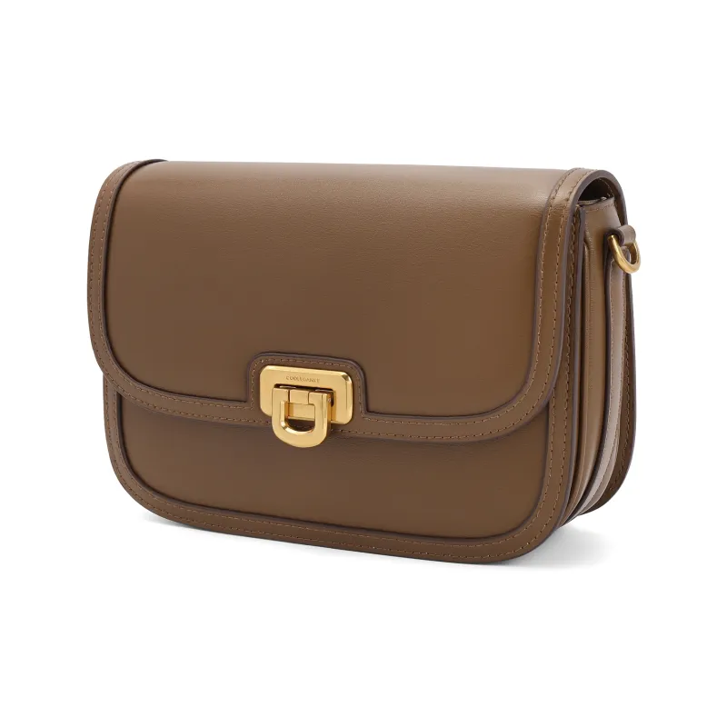 BELLE Advanced Texture Shoulder Bag Medium Size Women's Coffee/Apricot-1