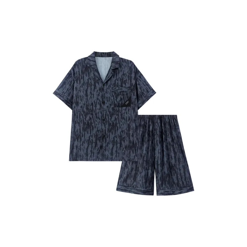 Colorful Pajama Set Men's Dark Blue-0