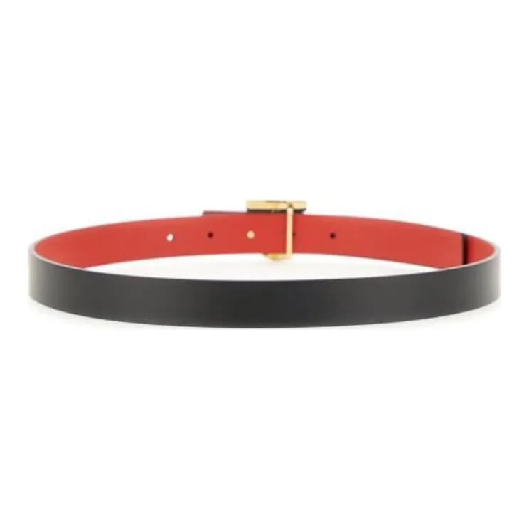 FERRAGAMO Solid Color Design Pin Buckle Belt Women's Black/Orange-1