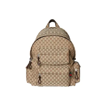 GUCCI Canvas Backpack Large Size Men's Beige & Ebony