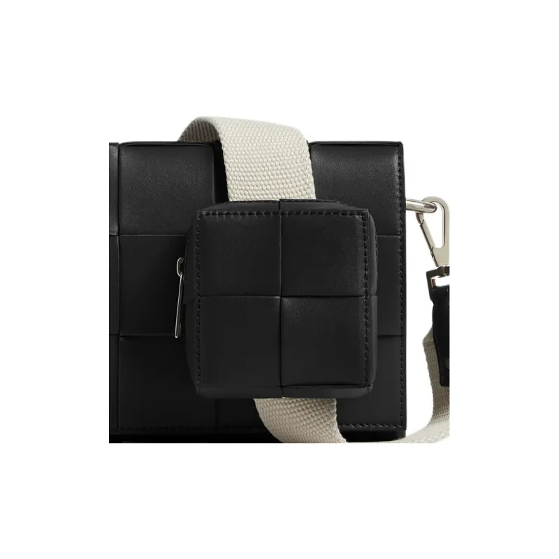 Bottega Veneta CASSETTE Calfskin 2 in 1 Shoulder Bag, Crossbody Bag Medium Size Men's Black-4