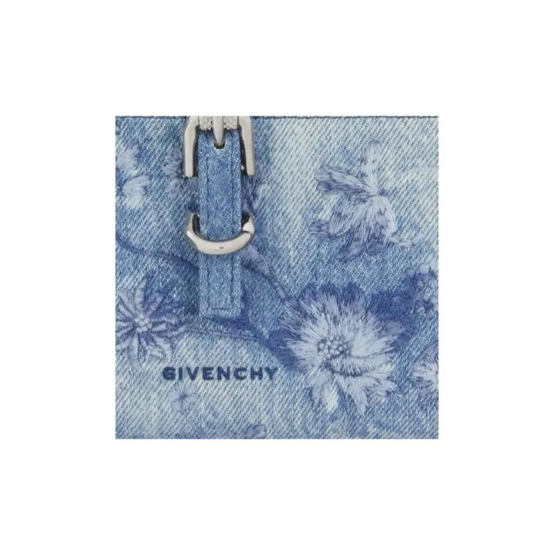 GIVENCHY Embroidered Washable Denim Wallet Women's Medium Blue-4