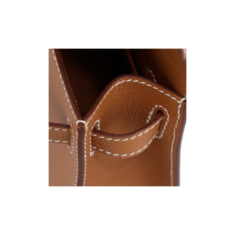 HERMES Mini Kelly 2nd Generation Epsom Leather Kelly Bag Handbags Mini Women's Gold Brown-10