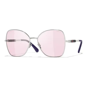 CHANEL Metal Butterfly Sunglasses Unisex Silver