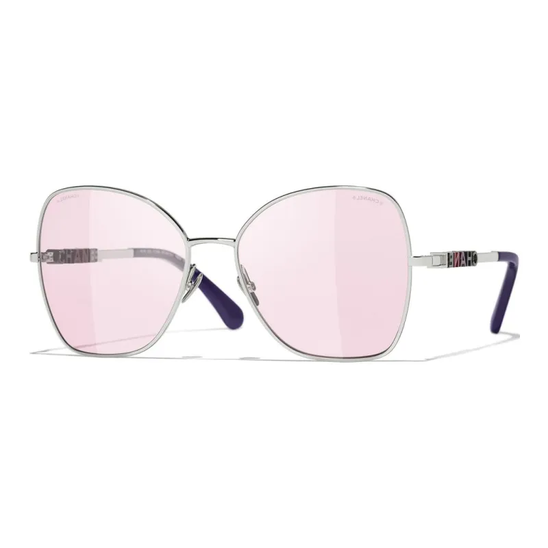 CHANEL Metal Butterfly Sunglasses Unisex Silver-0