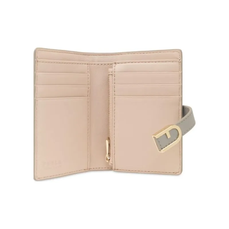 Furla Leather Wallet Medium Size Unisex Light Gray-3