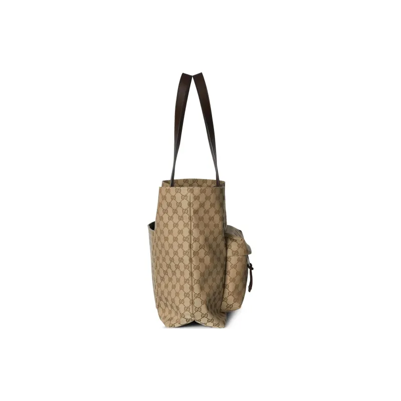 GUCCI Canvas Tote Bag Shopping Bag Handbag Large Size Men's Brown-2