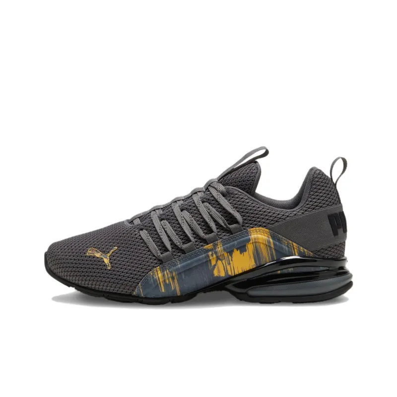 PUMA Axelion Anti Slip Wear Resistant Low Top Casual Running Shoes Men's Black Gray Yellow-0