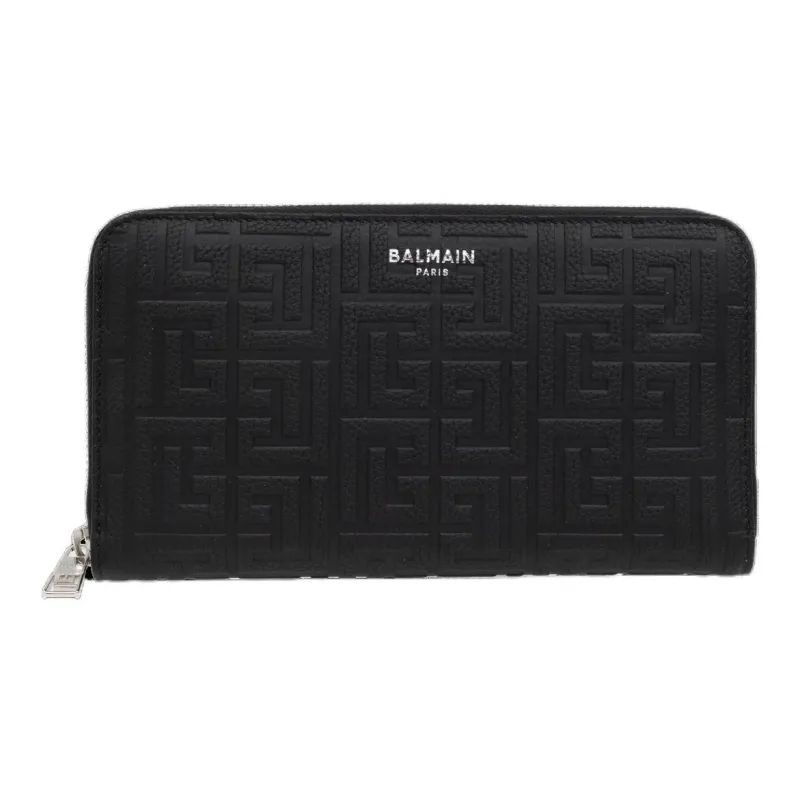 BALMAIN Calfskin Wallet Unisex Black-0