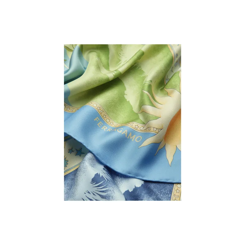 Ferragamo Day & Night Print Silk Scarf-1
