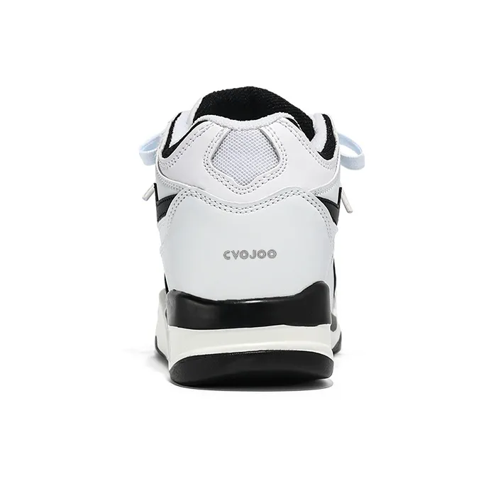 CVOJOO Puffy Shoes Wear-Resistant Mid-Top Skateboard Shoes Unisex White Black-4