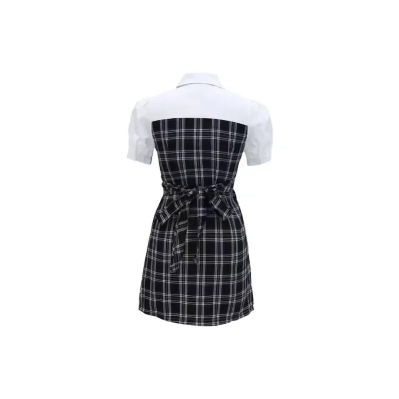 TORIGHT Short Sleeved Dress Women's Black White-1