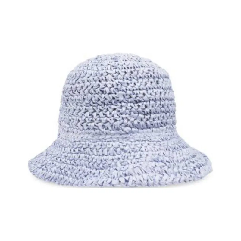 GANNI Logo Embroidered Straw Bucket Hat-1