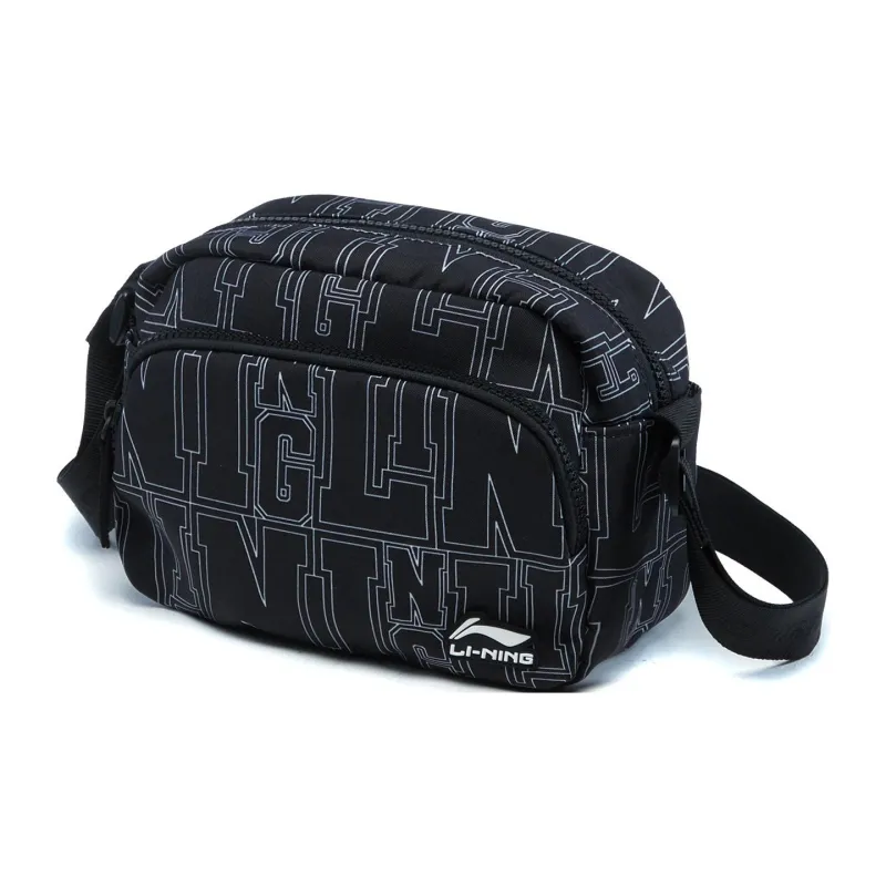 LiNing Polyester Shoulder Bag, Crossbody Bag Unisex Black All Over Print-2