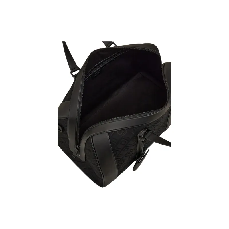 FERRAGAMO Fabric With Soft Calfskin Travel Bag Men's Black-4