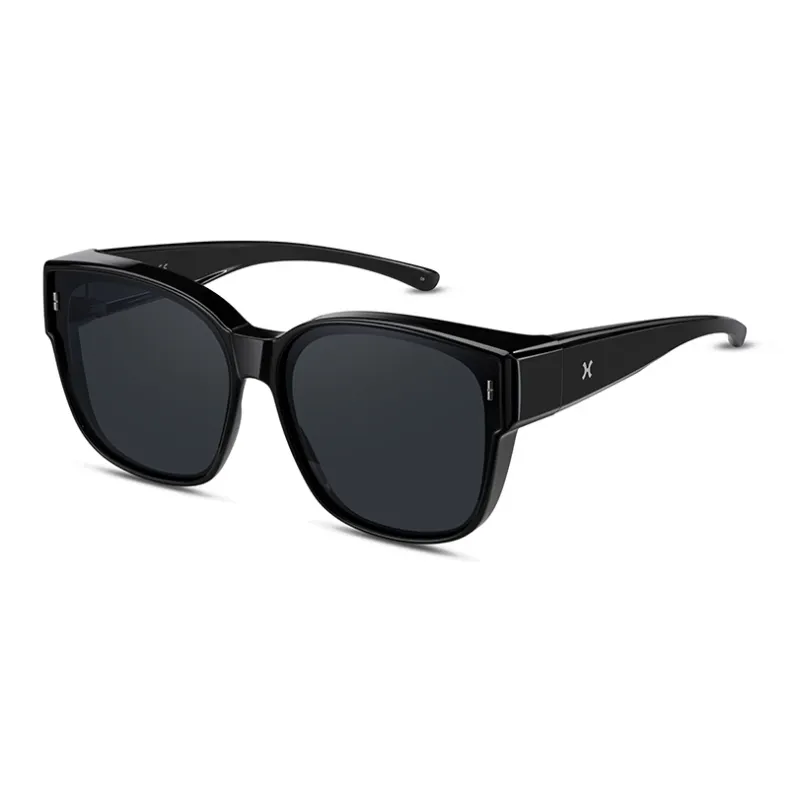 LOHO TR90 Square Large Frame Sunglasses For A Slimmer Face Appearance Unisex Black-1