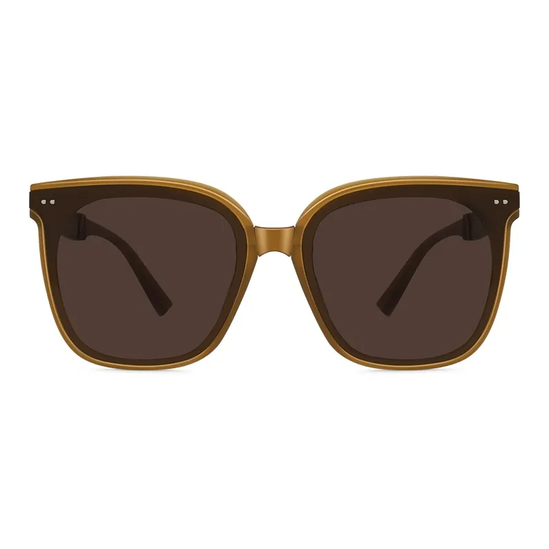 MK MINGKU TR/Memory Plastic Square Sunglasses Unisex Black, Tea Brown, Jasper-5